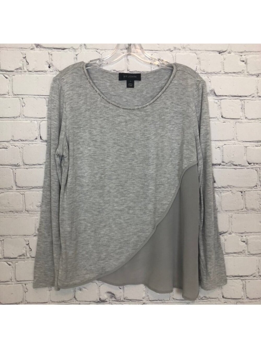 St John Gray Tee Size M Silk Viscose